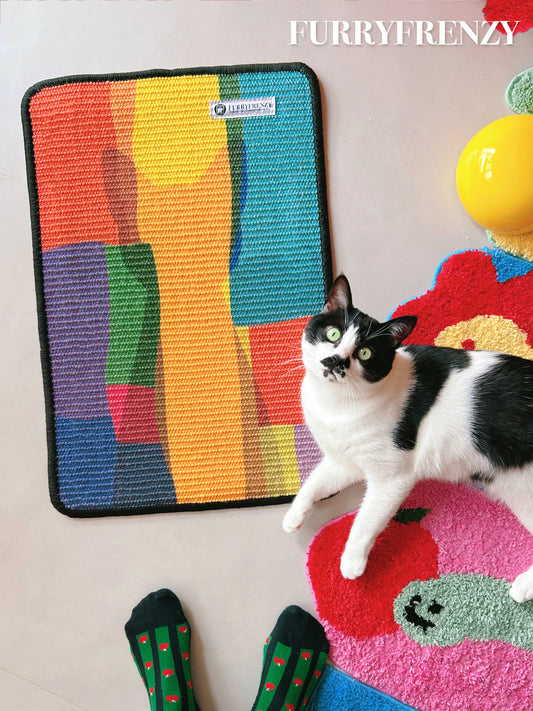 FURRYFRENZY® Decorative Sisal Cat Scratcher / Peel-Stick Cat Scratching Pad