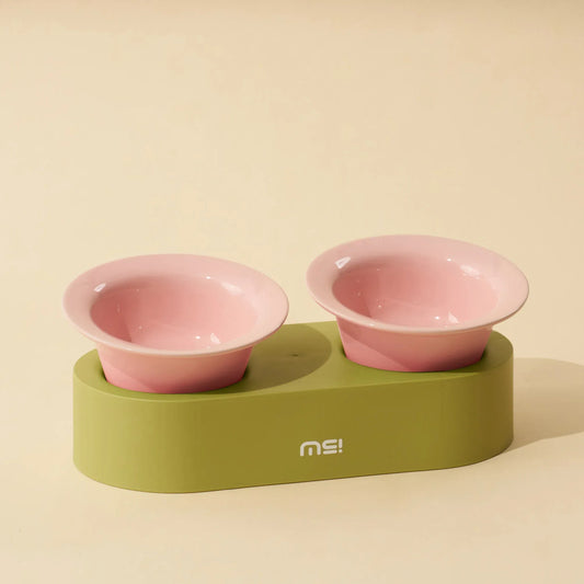 MS! MAKESURE® Ceramic 2-In-1 Jingle Cat Bowl Set