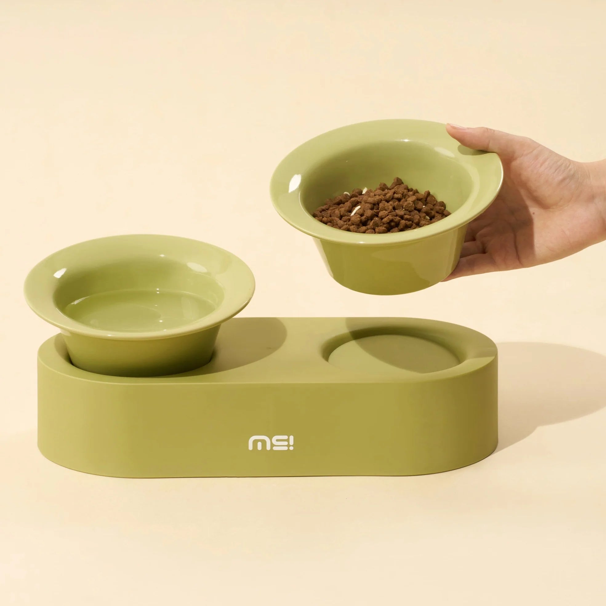 MS! MAKESURE® Ceramic 2-In-1 Jingle Cat Bowl Set