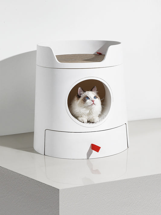 Mayitwill® x Michu XL Castle 2-In-1 Front-Entry Cat Litter Box (Free Scratch Basin + Scoop)