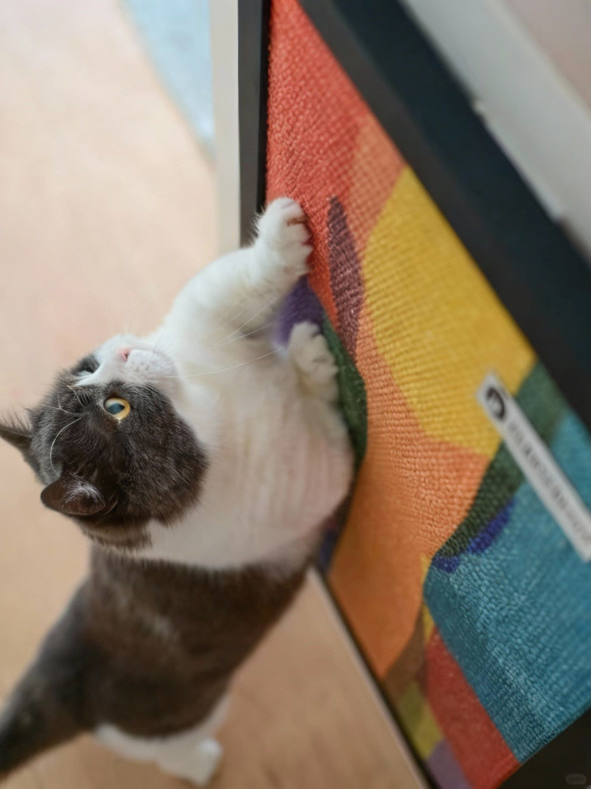 FURRYFRENZY® Decorative Sisal Cat Scratcher / Peel-Stick Cat Scratching Pad