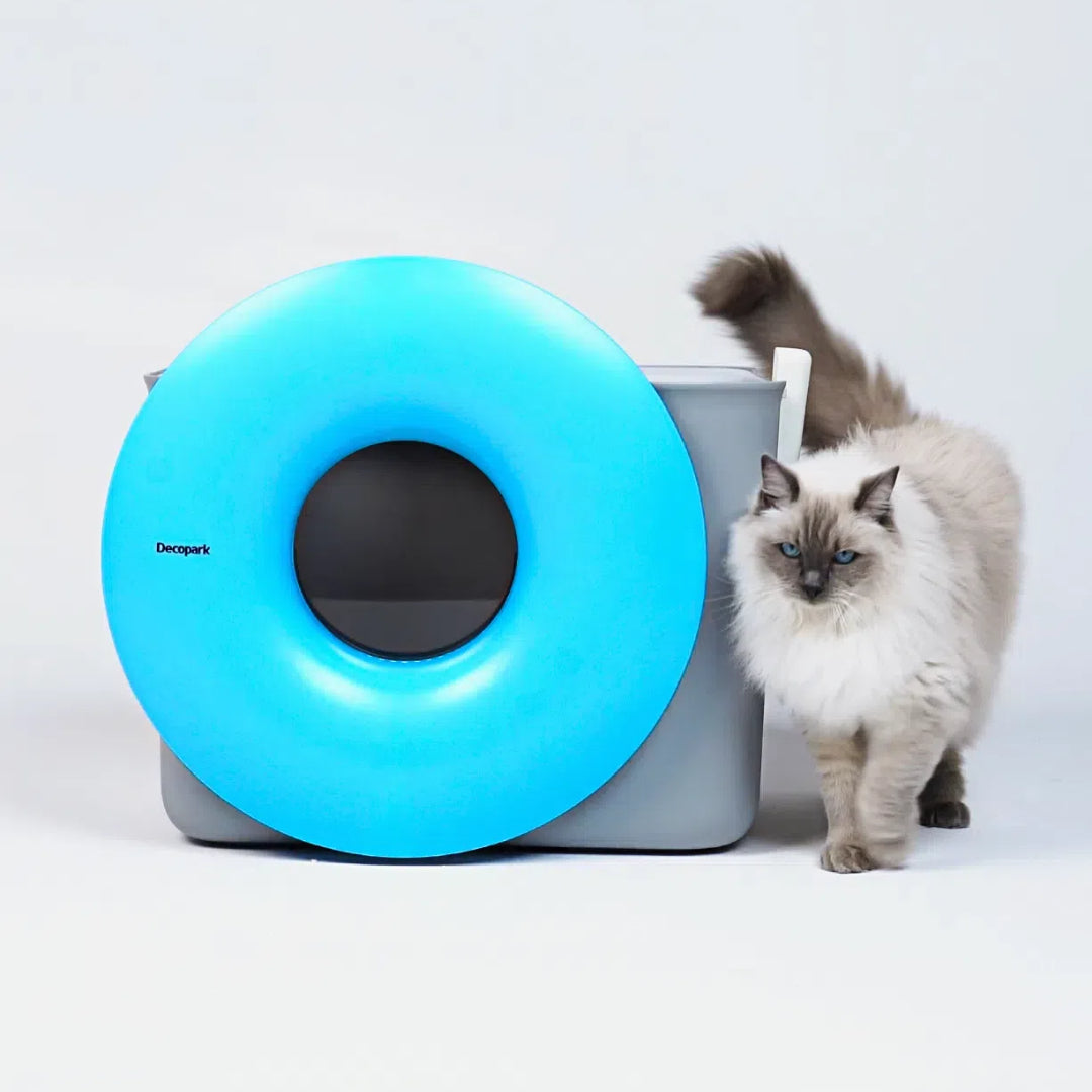 DECOPARK® BlackHole 2-Way Entry Cat Litter Box (Free Litter Scoop &amp; Teaser Wand)