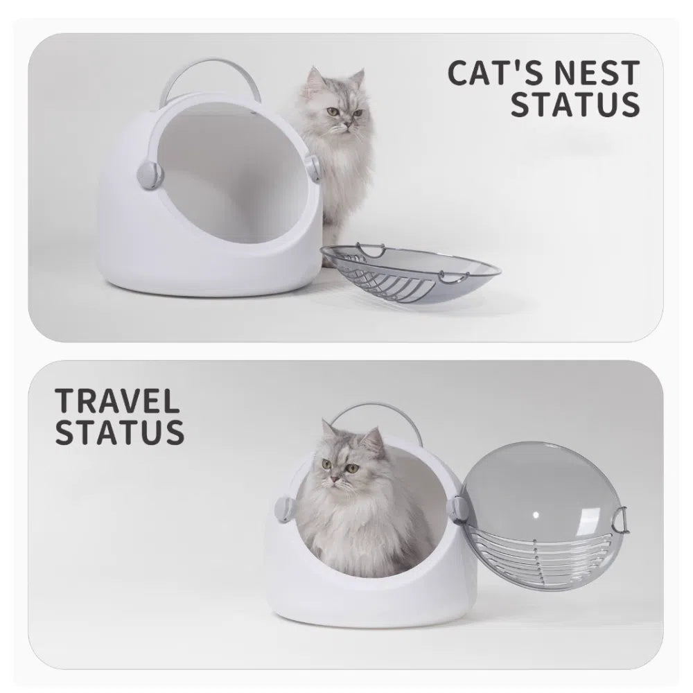 inFluffy® Space Capsule Cat Carrier / Portable Pet Case (Free Woven Pet Mat + Belt Fastener)