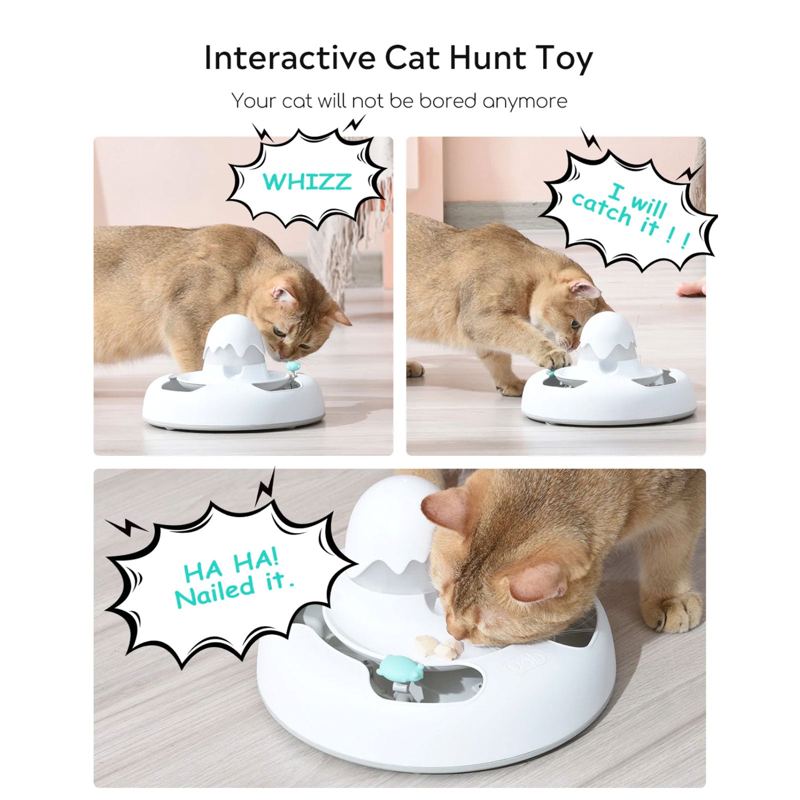 Uah® Pet Yummy Bug Interactive Treat Dispensing Auto Cat Toy