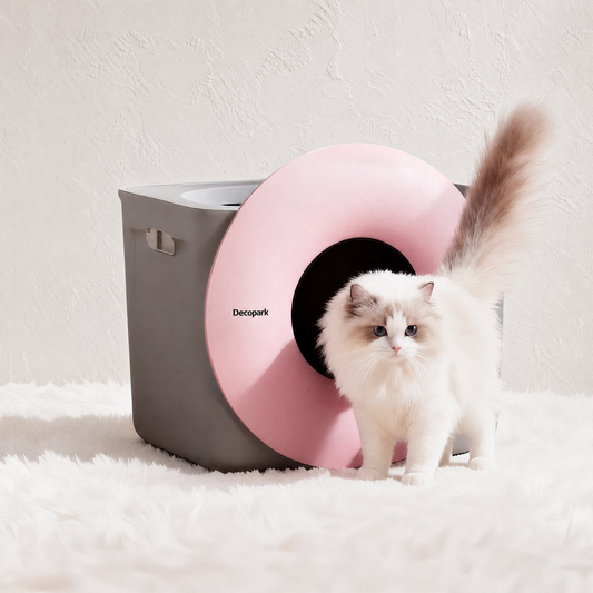 DECOPARK® BlackHole 2-Way Entry Cat Litter Box (Free Litter Scoop+Teaser Wand)