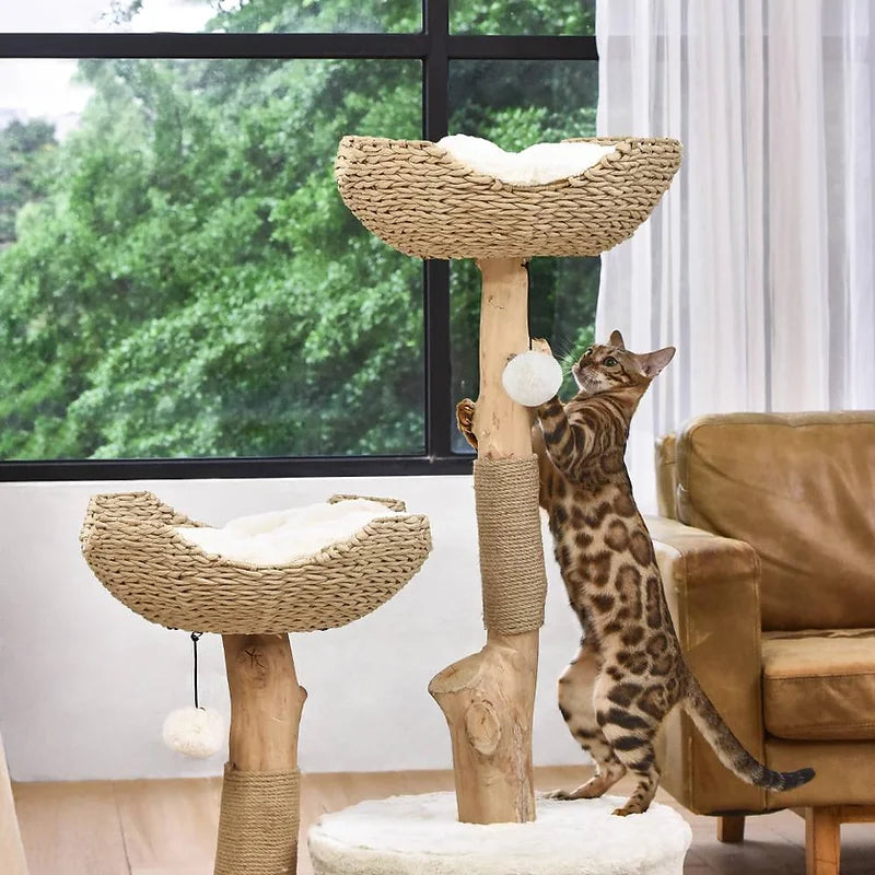 Michu® Selected Real Wood Luxury Cat Tree / Cat Tower - Large (H 1.2m)