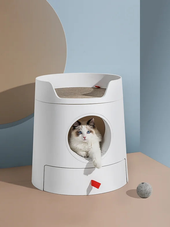 Mayitwill® x Michu XL Castle 2-In-1 Front-Entry Cat Litter Box (Free Scratch Basin + Scoop)