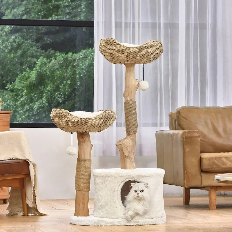 Michu® Selected Real Wood Luxury Cat Tree / Cat Tower - Large (H 1.2m)