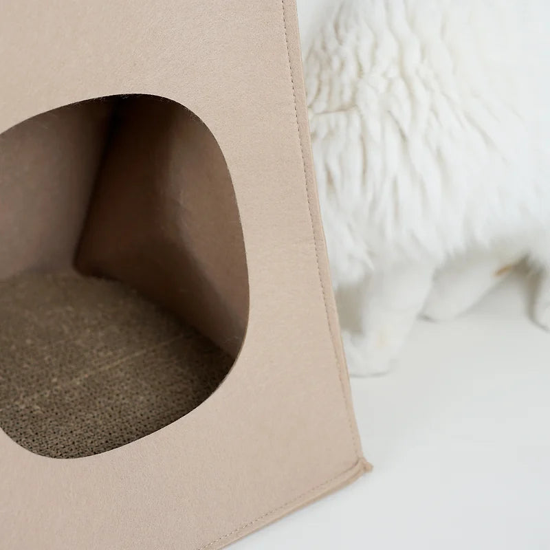 MS! MAKESURE® Foldable Felt Cat Bed / Cat Cave (Free Scratching Board Inc)