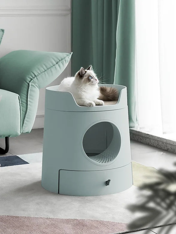 Mayitwill® x Michu XL Castle 2-In-1 Front-Entry Cat Litter Box (Free Scratch Basin + Scoop)