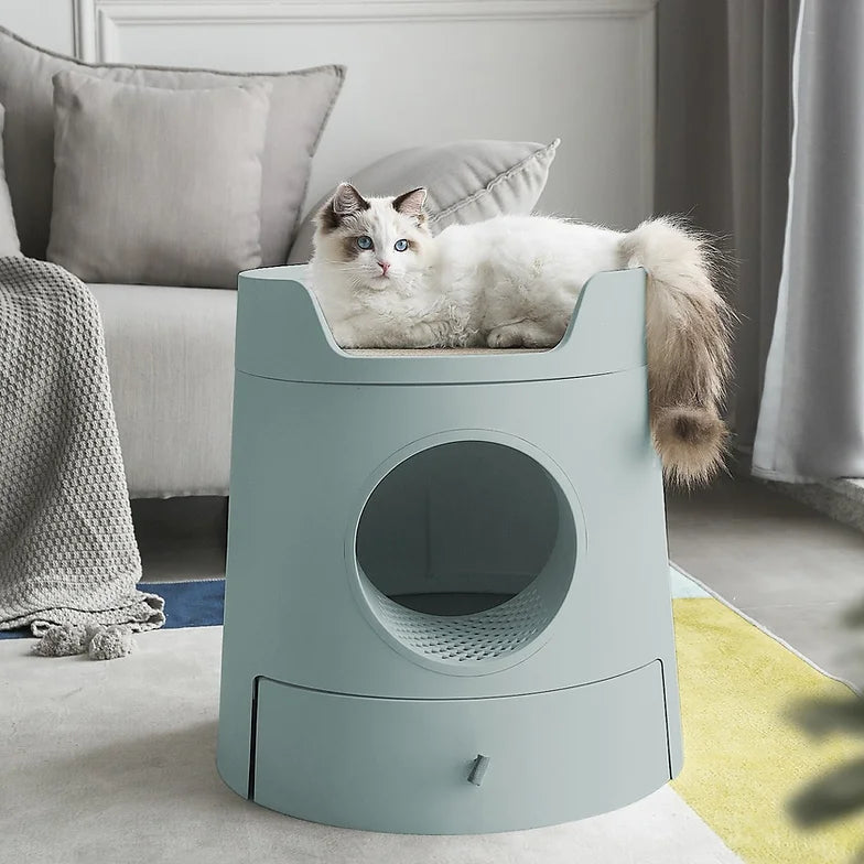 Mayitwill® x Michu XL Castle 2-In-1 Front-Entry Cat Litter Box (Free Scratch Basin + Scoop)