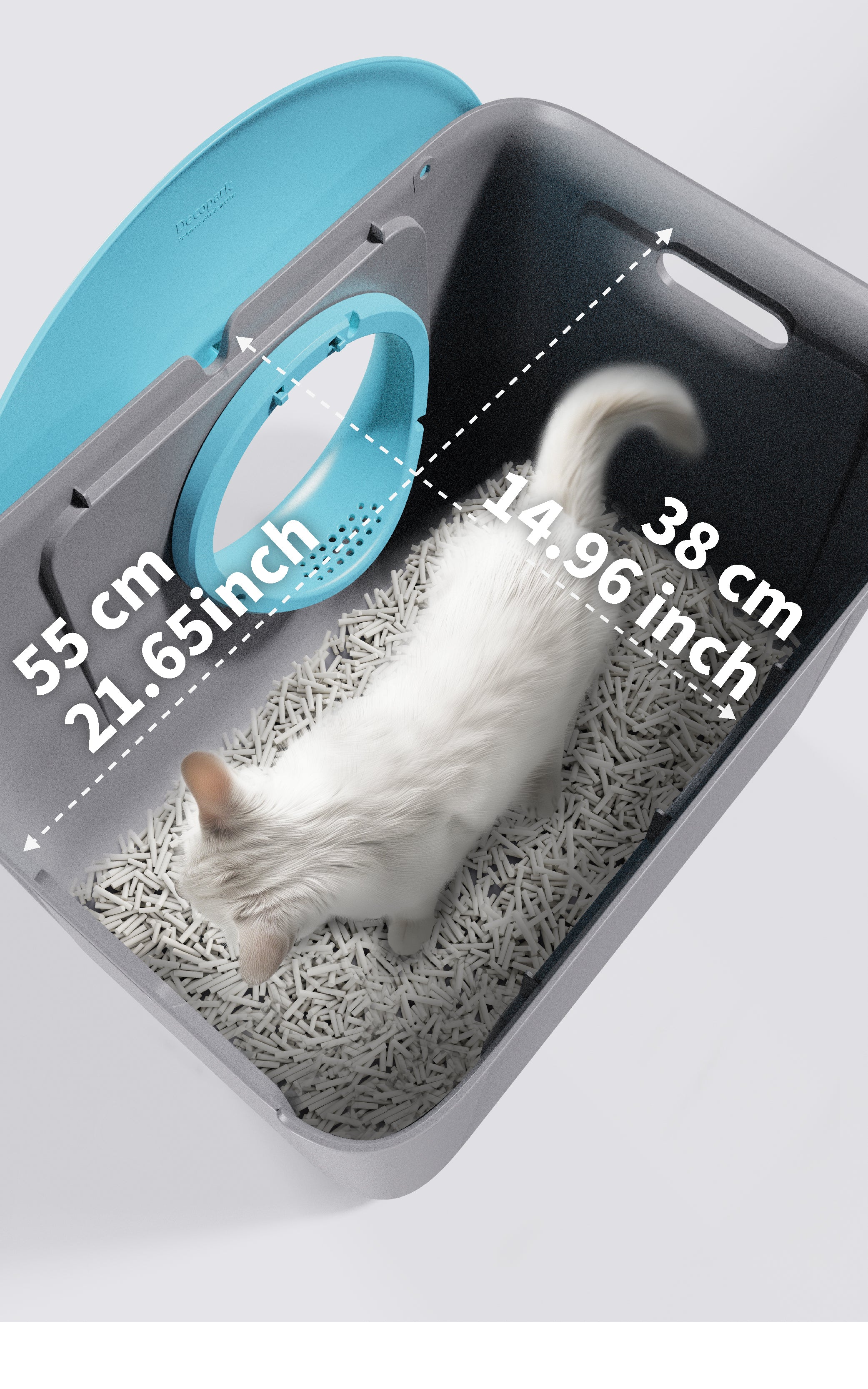 DECOPARK® BlackHole 2-Way Entry Cat Litter Box (Free Litter Scoop &amp; Teaser Wand)