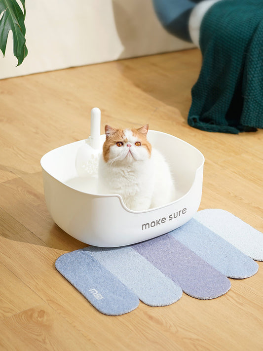 MS! MAKESURE® LITE Large Open Space Cat Litter Box (Free Litter Scoop+Litter Mat)